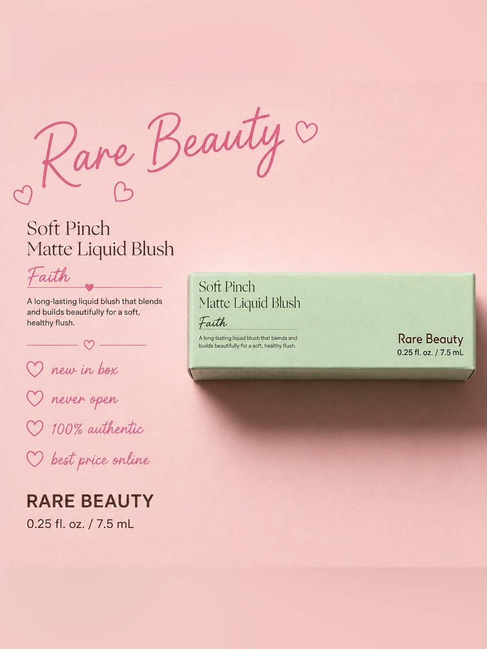 Rare Beauty Soft Pinch Matte Liquid Blush - Faith (mint packaging)